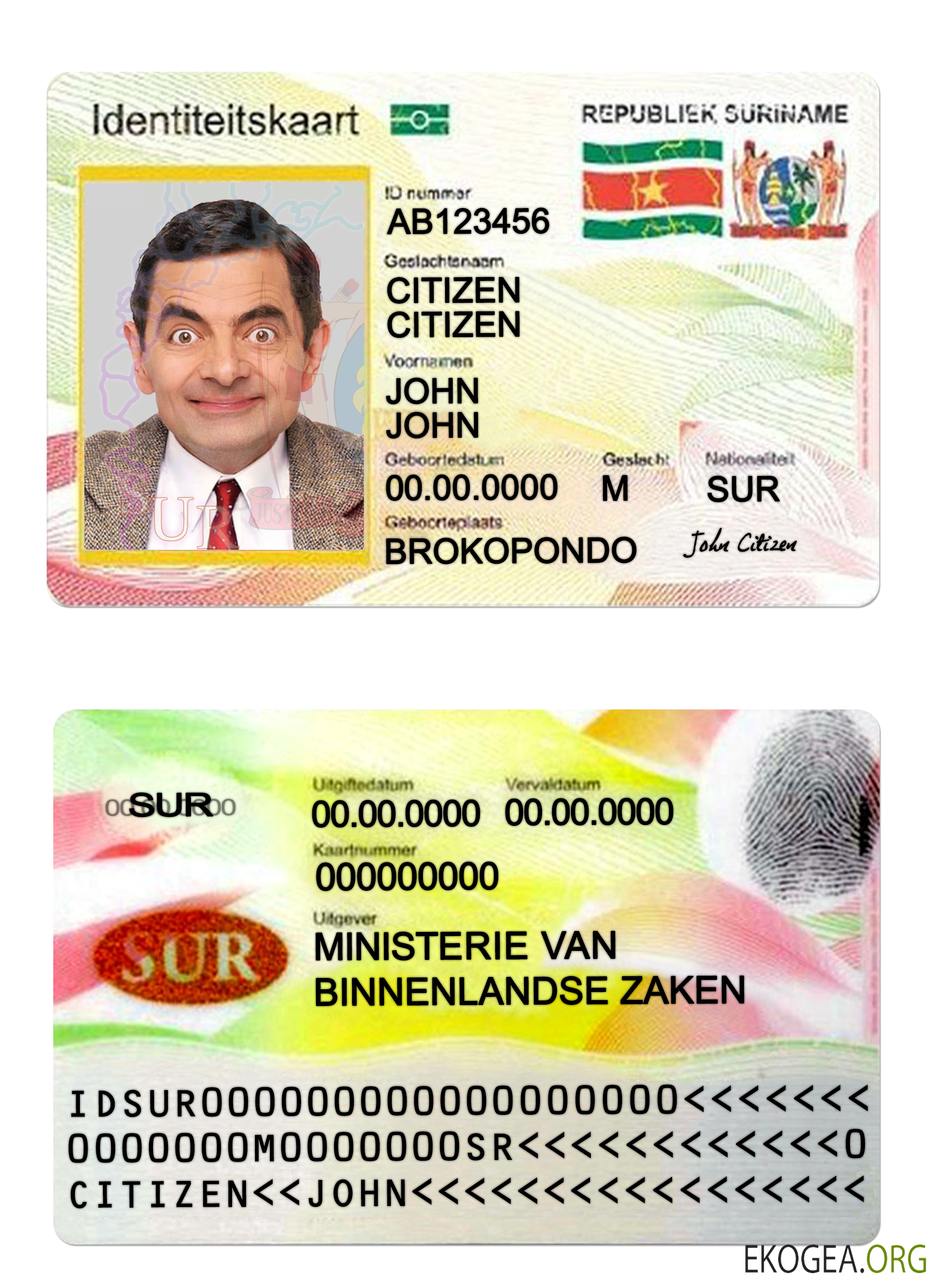 Carte d'identité du Suriname